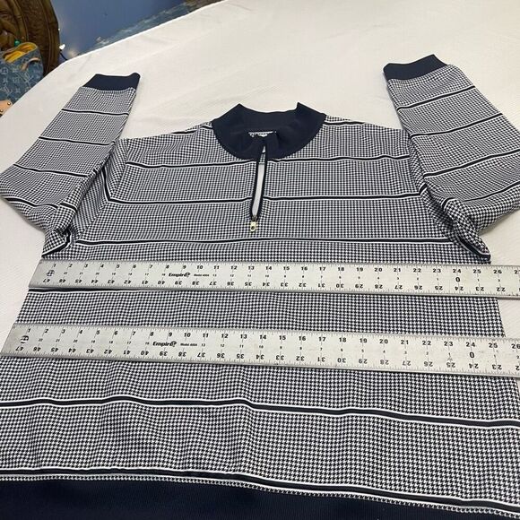 FOOTJOY Women Navy Houndstooth 1/4 Zip Sweater Pullover Plus Size Size 2X - Picture 4 of 7